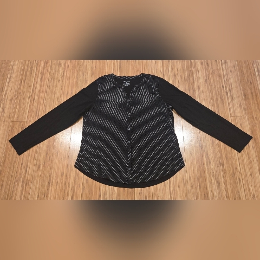 Van Heusen Black and White Polka Dot Button-Down Shirt